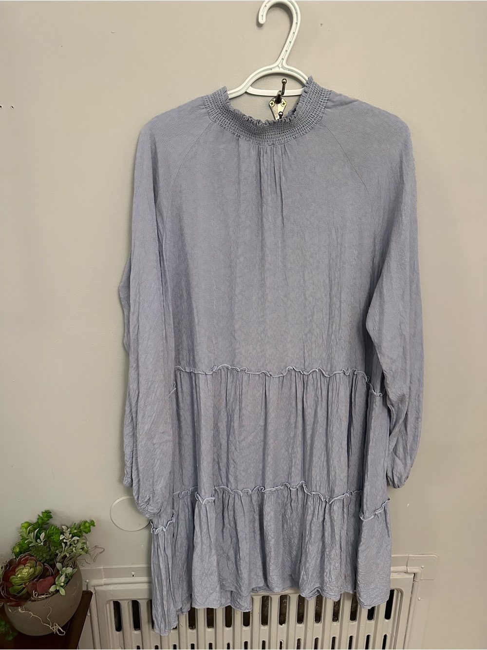 ARULA Light Blue Tiered Long Sleeve Dress